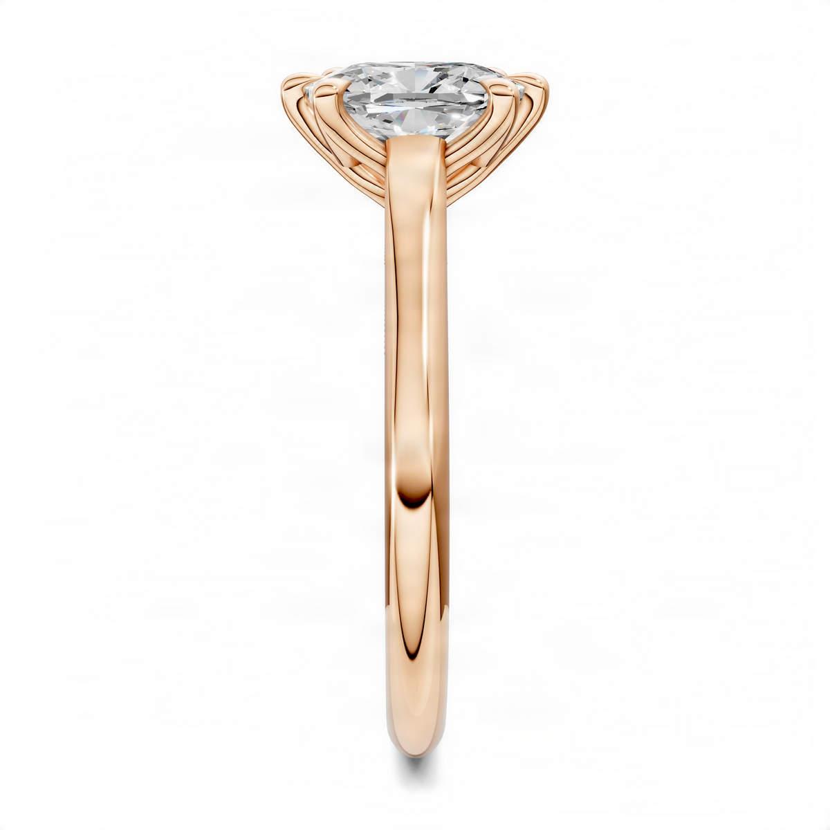 Rose gold cushion-cut diamond engagement ring with petal prong crown