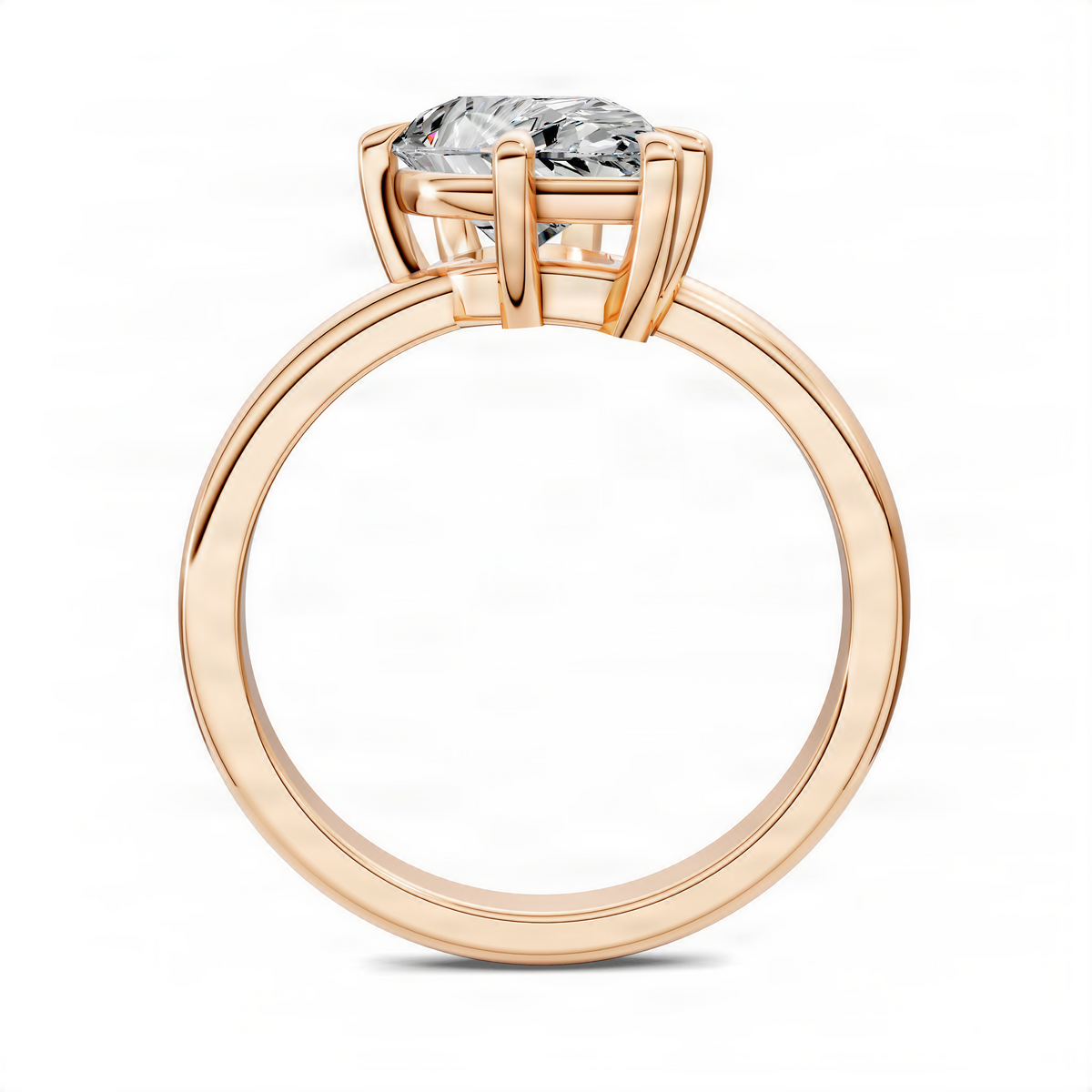 Opes pear solitaire ring, rose gold-tone band with angled prong-set center stone