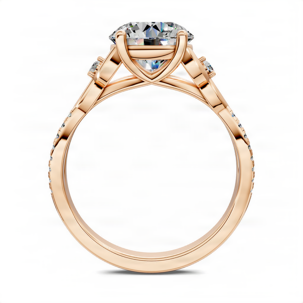 Opes round love knot ring with round center stone and yellow gold setting