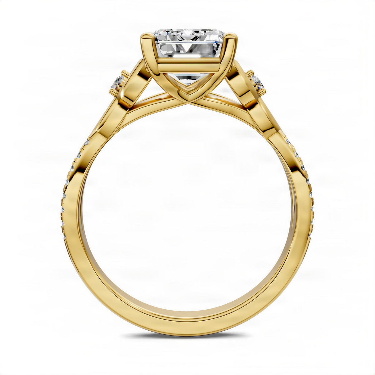 Opes Love Knot ring in yellow gold with prong-set round center stone