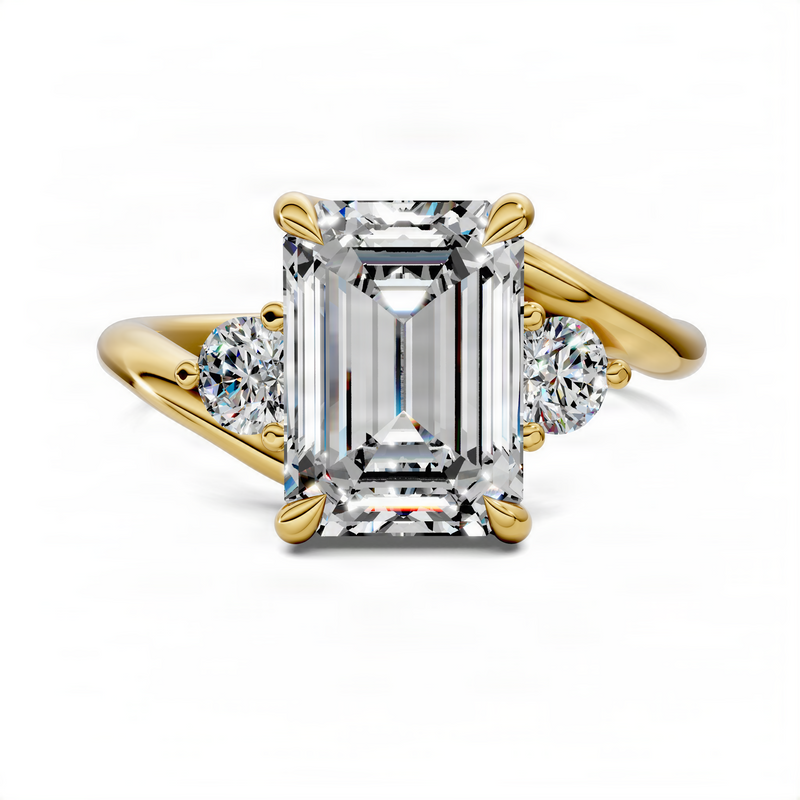 Opes Emerald Bypass Three Stone Ring