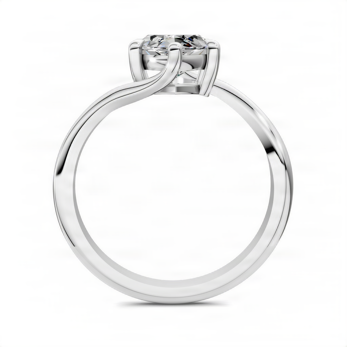 Marquise bypass solitaire ring in white gold with marquise center stone