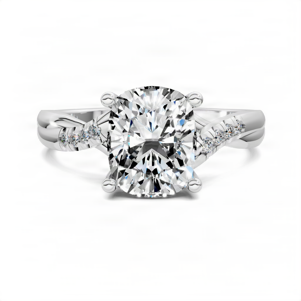 Opes cushion-cut twisted pavé ring with split shank