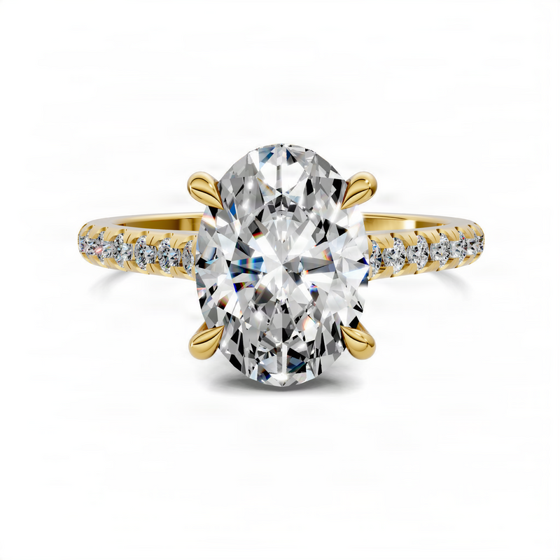 Opes Oval Hidden Halo Cathedral Pavé Ring