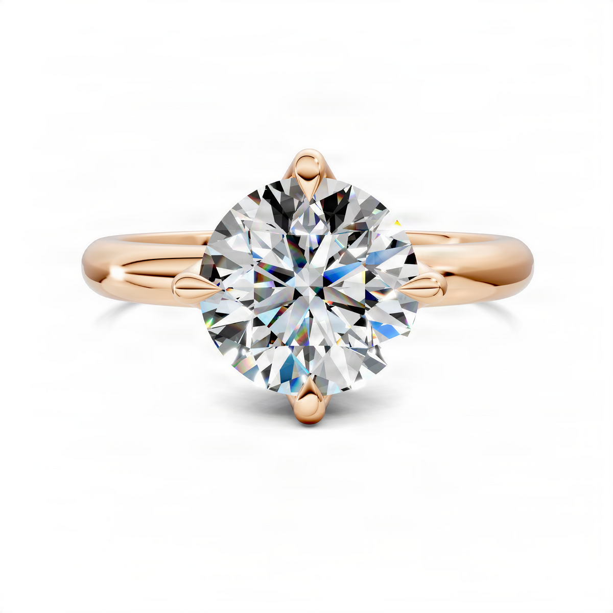 Rose gold round diamond engagement ring with floral basket halo setting
