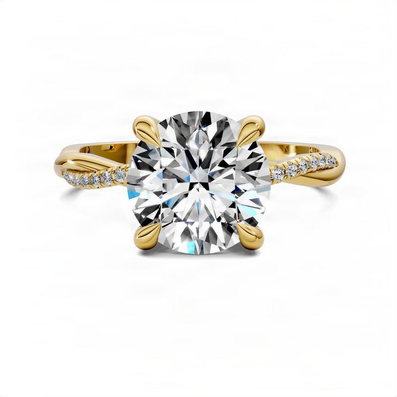 Opes Round Scalloped twisted Pavé Ring