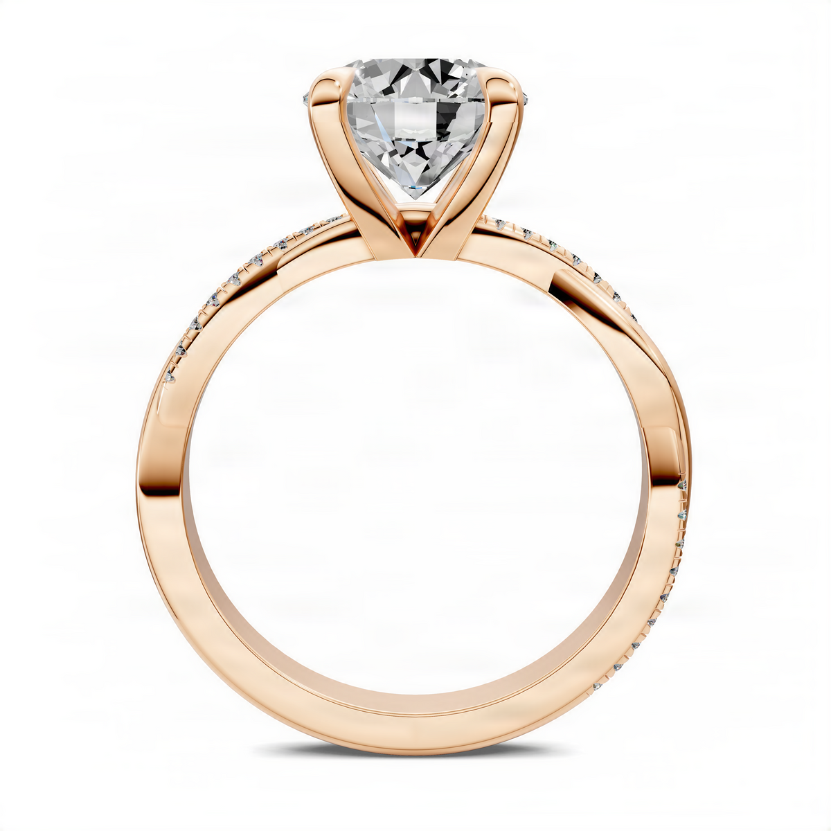 Opes twisted pavé ring with round center stone