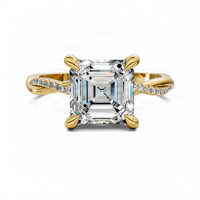 Opes Asscher Scalloped twisted Pavé Ring