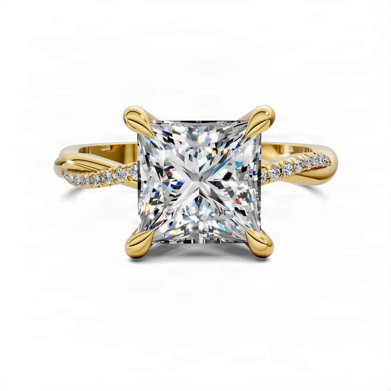 Opes Princess Scalloped twisted Pavé Ring