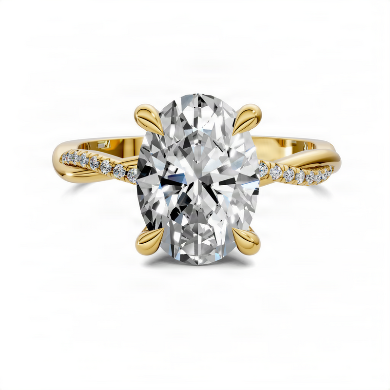 Opes Oval Scalloped twisted Pavé Ring