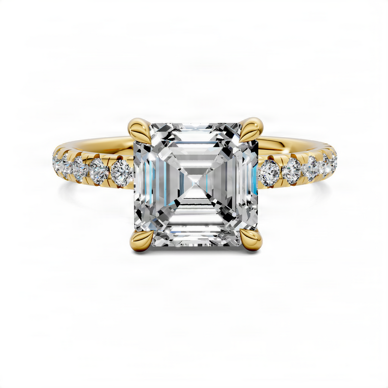 Opes Asscher Scalloped Pavé Ring