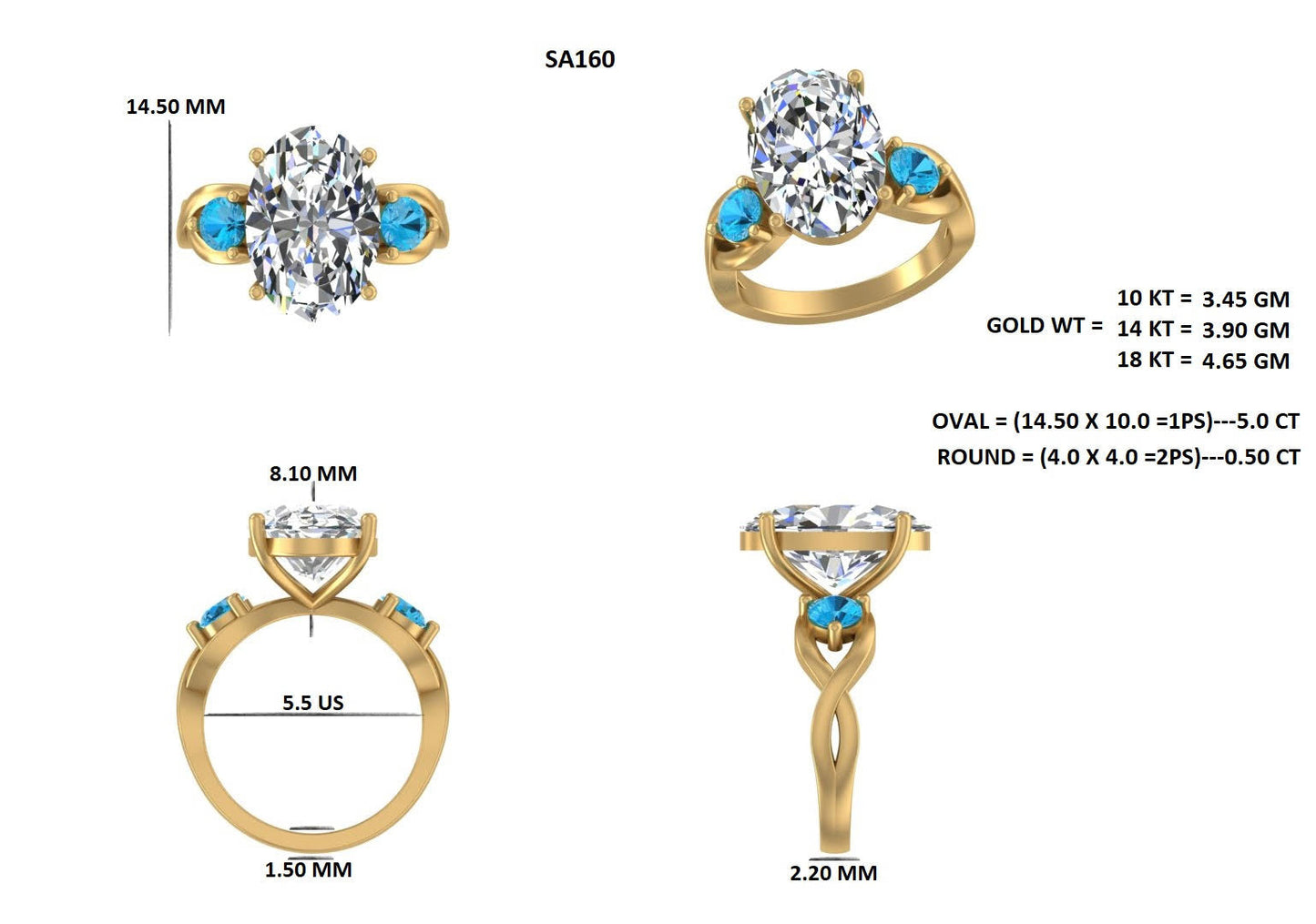 CUSTOM 4.5CT E VVS2  LAB DIAMOND Ring